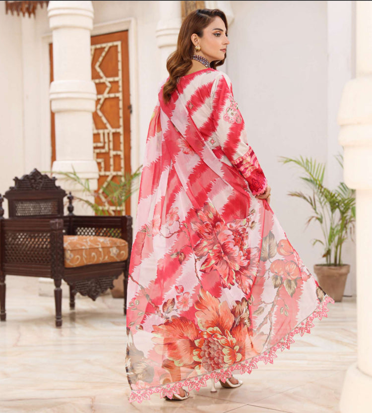 Aghaz-e-Nou Embroidered Lawn- Red