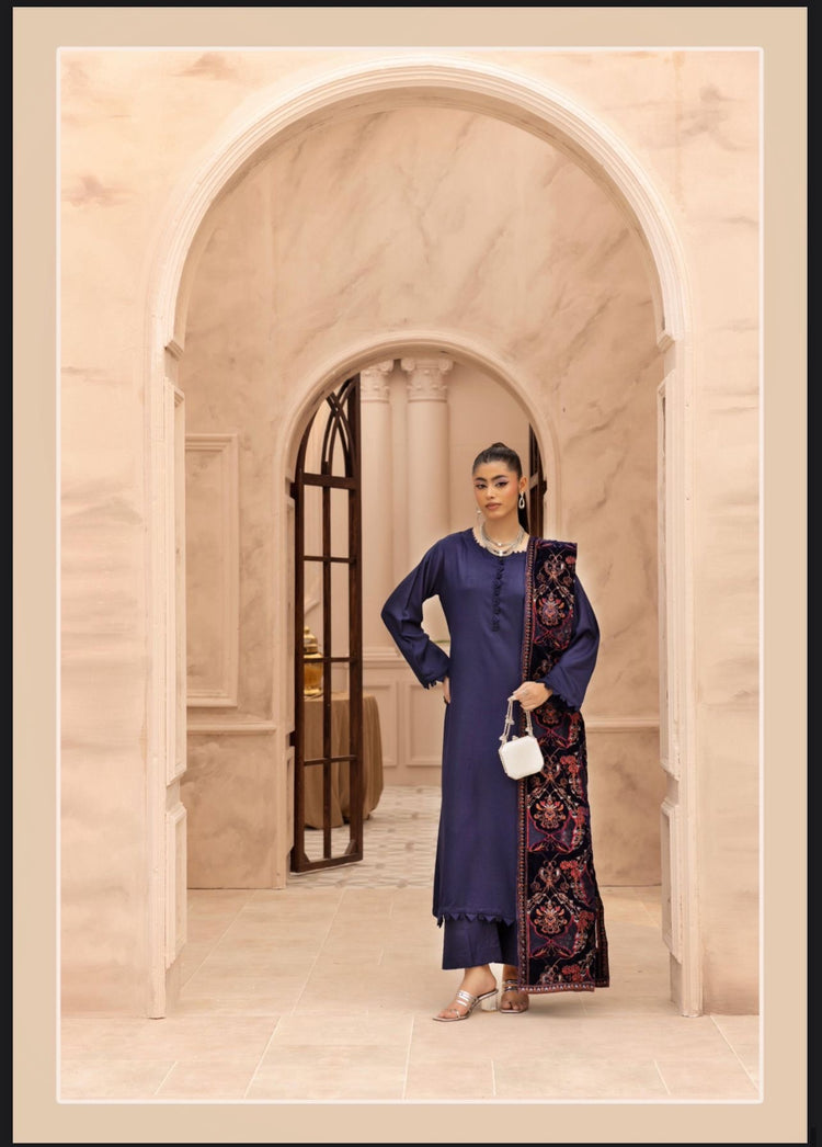 Hana 002-Dhanak with velvet laserkari shawl