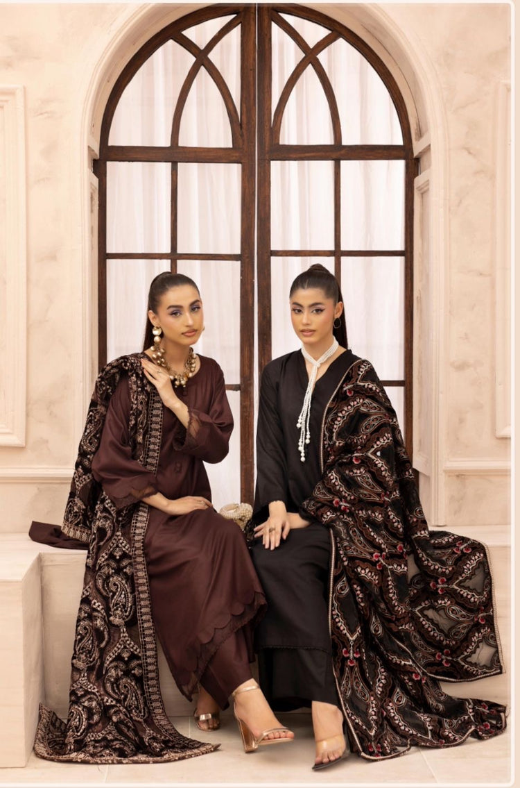 Hana 003-Dhanak with velvet laserkari shawl