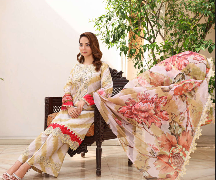 Aghaz-e-Nou Embroidered Lawn- Gold