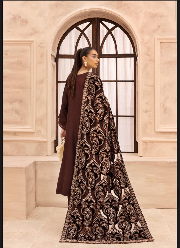 Hana 003-Dhanak with velvet laserkari shawl
