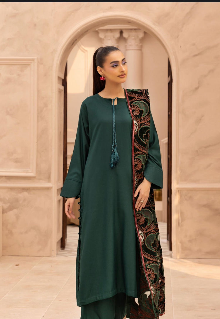 Hana 001-Dhanak with velvet laserkari shawl
