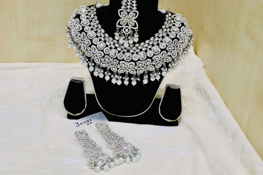 Silver Set with Pearl 4013 - Fatimahs clothing