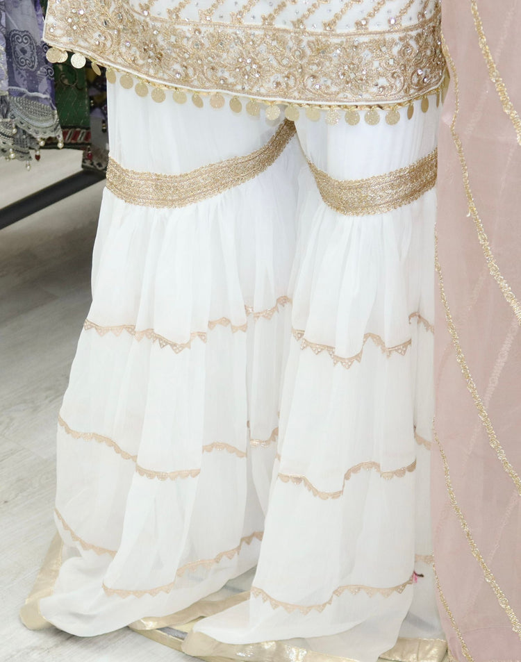 Embroidered chiffon Gharara suit - Fatimahs clothing