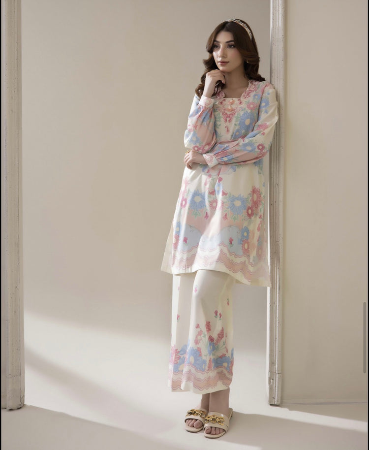 Digital Printed Coords set- Ivory