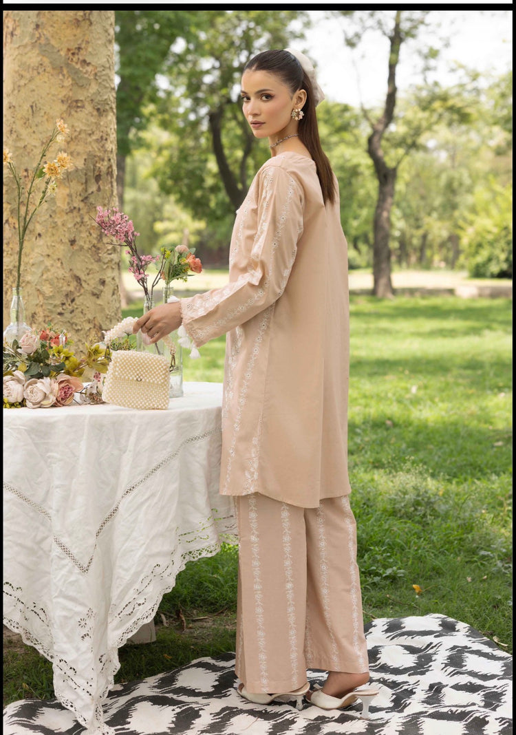 Embroidered Coord Set- mauve
