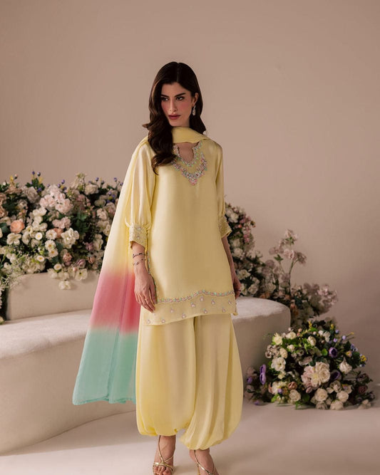 Anouk- Silk- Butter yellow