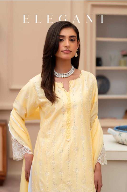 Aliyaa chikankari 001 - Yellow
