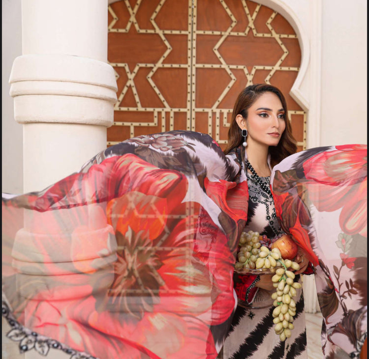 Aghaz-e-Nou Embroidered Lawn- Black
