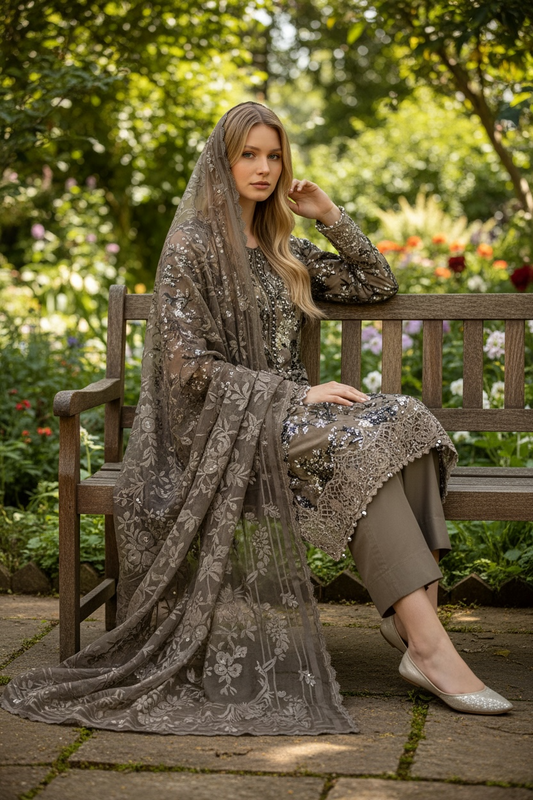 MariaB Inspired organza- taupe
