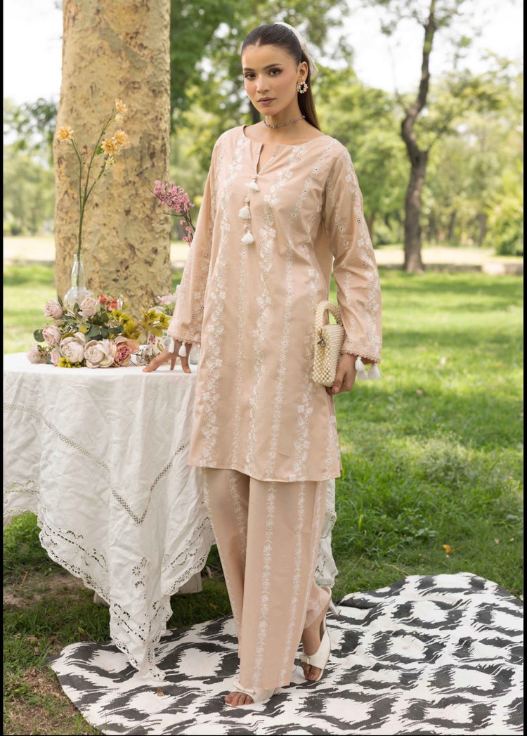 Embroidered Coord Set- mauve