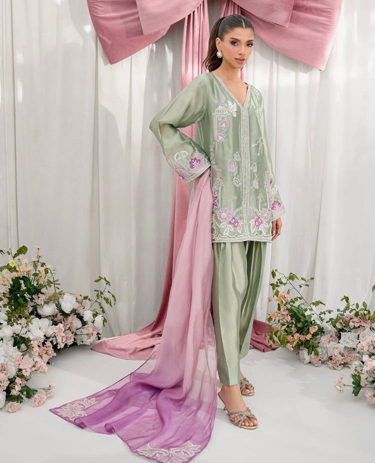 Lily- Mint green Silk