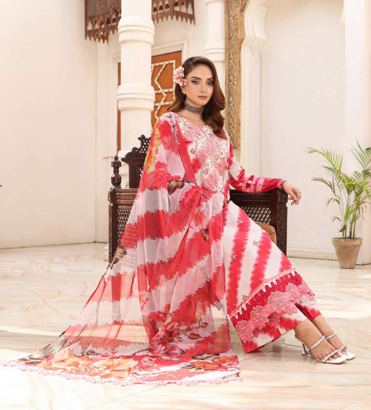 Aghaz-e-Nou Embroidered Lawn- Red