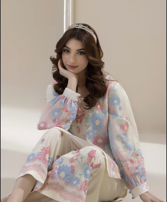 Digital Printed Coords set- Ivory