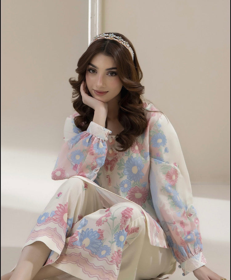 Digital Printed Coords set- Ivory