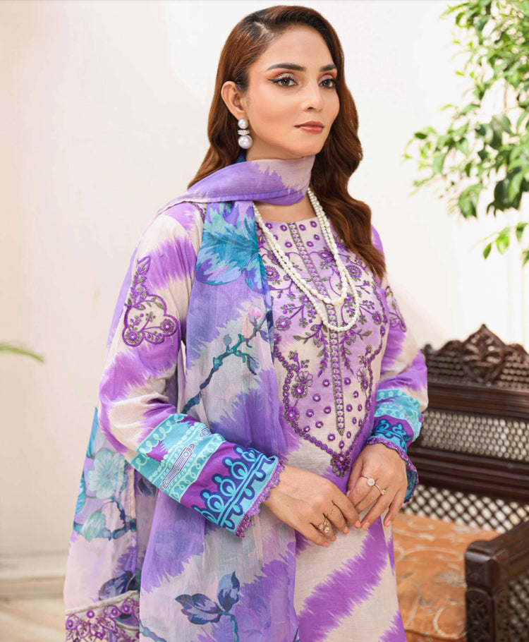 Aghaz-e-Nou Embroidered Lawn- Purple