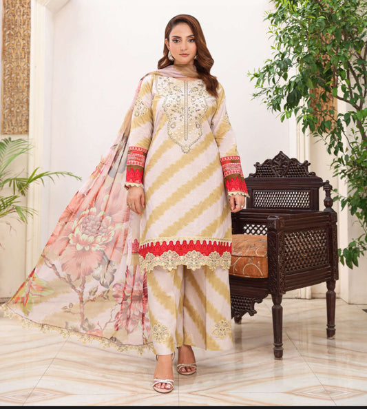 Aghaz-e-Nou Embroidered Lawn- Gold