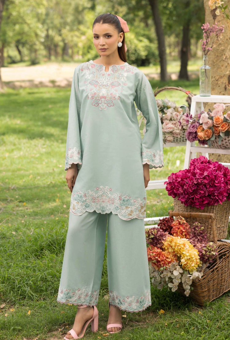 Embroidered Coord Set- green