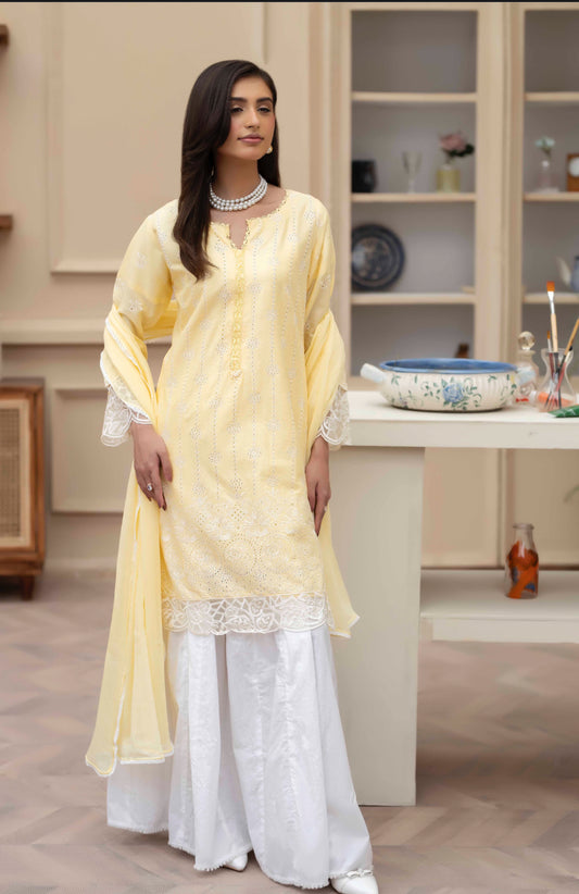 Aliyaa chikankari 001 - Yellow